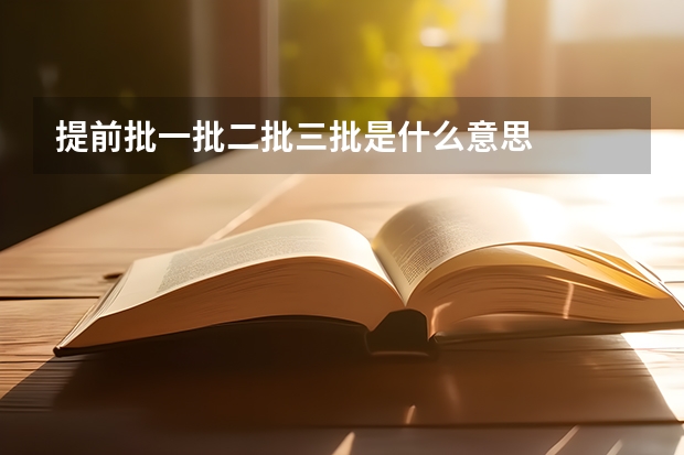 提前批一批二批三批是什么意思